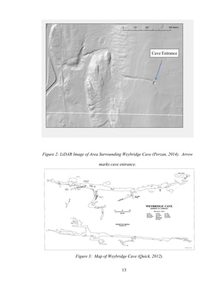 13
Figure 2: LiDAR Image of Area Surrounding Weybridge Cave (Perzan, 2014). Arrow
marks cave entrance.
Figure 3: Map of Weybridge Cave (Quick, 2012).
Cave Entrance
 