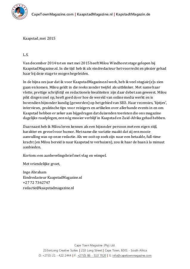 Referentiebrief door Inge Abraham