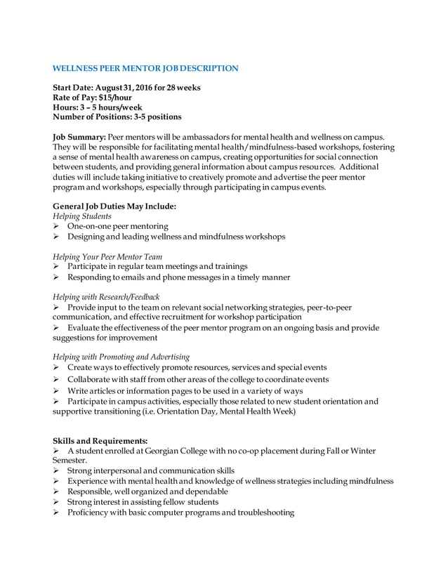 PEER MENTOR JOB DESCRIPTION (002) PDF