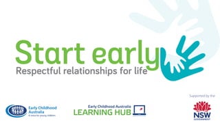 Supported by the
Respectful relationships for life
Start earlyy
 