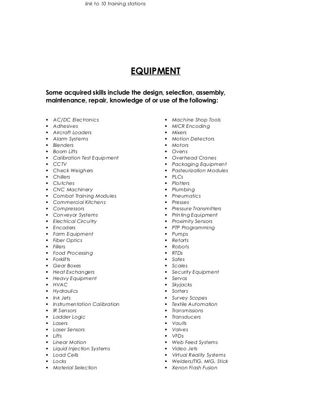 acquired skills resumes