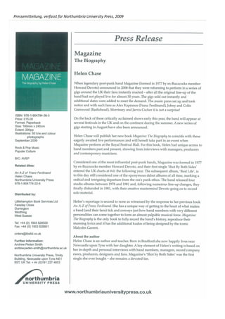 Pressemitteilung, verfasst für Northumbria University Press, 2009
 