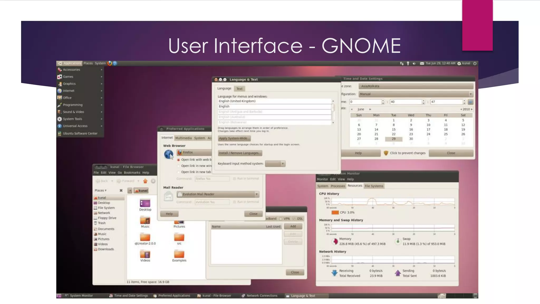 User Interface - GNOME
 
