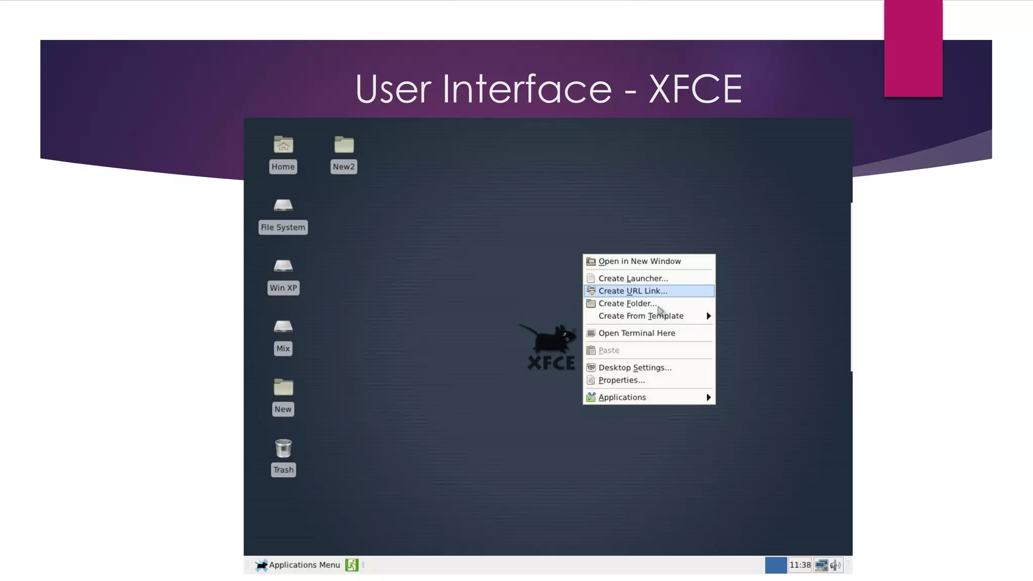 User Interface - XFCE
 