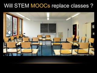 Will STEM MOOCs replace classes ?
Image from: http://www.enob.info/typo3temp/pics/0d9c55c373.jpg
 