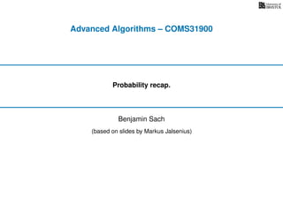 Recap Algorithm Probability Recap | PDF