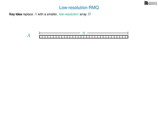 Low-resolution RMQ
A
Key Idea replace A with a smaller, ‘low resolution’ array H
n
 