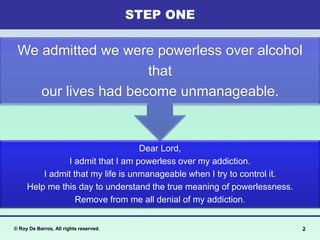 Step One Powerlessness Worksheet.pdf Aa 12 steps & 12 prayers program | PPTX