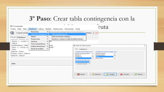 3º Paso: Crear tabla contingencia con la
variable sexo y fruta
 