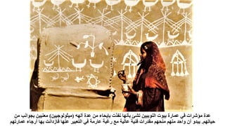 ‫ألهه‬ ‫عدة‬ ‫من‬ ‫بإيحاء‬ ‫نفذت‬ ‫بأنها‬ ‫تشئ‬ ‫النوبيين‬ ‫بيوت‬ ‫عمارة‬ ‫في‬ ‫مؤشرات‬ ‫عدة‬
(
‫ميثولوجيين‬
)
‫بجوان‬ ‫معنيين‬
‫من‬ ‫ب‬
‫حياتهم‬
.
‫عمار‬ ‫أرجاء‬ ‫بها‬ ‫فازدانت‬ ‫عنها‬ ‫التعبير‬ ‫في‬ ‫عارمة‬ ‫رغبة‬ ‫مع‬ ‫عالية‬ ‫فنية‬ ‫مقدرات‬ ‫منحهم‬ ‫منهم‬ ‫واحد‬ ‫أن‬ ‫يبدو‬
‫تهم‬
 