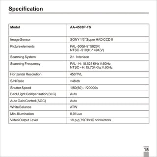 Avtron Dome CCTV Camera Aa 4503-fs-manual