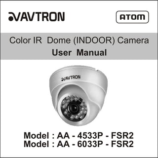 Avtron IR Dome Camera for Indoor Aa 4533-6033-fsr2-manual
