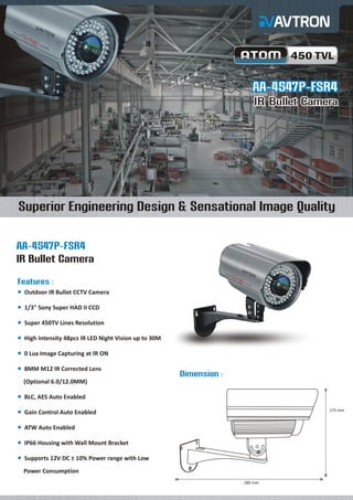 Avtron IR bullet CCTV Camera Aa 4547 p-fsr4-datasheet