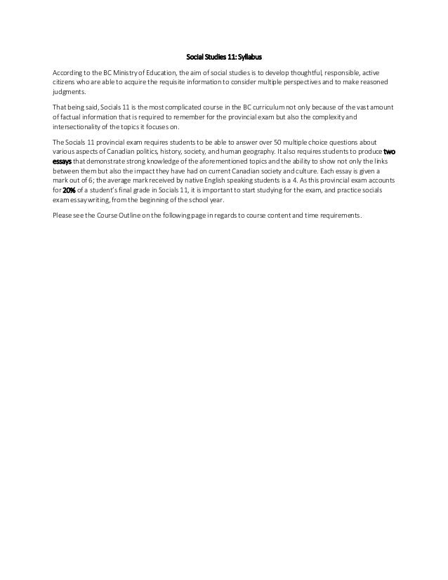 Social Studies 11 Syllabus