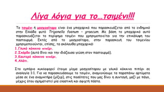 Λίγα λόγια για το…τσιμένι!!!
Το τσιμένι ή μοσχοσίταρο είναι ένα μπαχαρικό που παρασκευάζεται από το ενδημικό
στην Ελλάδα φυτό Trigonella foenum – graecum. Με βάση το μπαχαρικό αυτό
παρασκευάζεται το περίφημο τσιμένι που χρησιμοποιείται για την επικάλυψη του
παστουρμά. Εκτός από το μοσχοσίταρο, στην παρασκευή του τσιμενίου
χρησιμοποιούνται, επίσης, τα ακόλουθα μπαχαρικά:
1.Γλυκό κόκκινο πιπέρι.
2.Σκόρδο (αυτό δίνει και την ιδιάζουσα γεύση στον παστουρμά).
3.Καυτερό κόκκινο πιπέρι.
4.Αλάτι.
Στο εμπόριο κυκλοφορεί έτοιμο μίγμα μοσχοσίταρου με γλυκό κόκκινο πιπέρι σε
αναλογία 1:1. Για να παρασκευάσουμε το τσιμένι, αναμιγνύουμε τα παραπάνω αρτύματα
μέσα σε ένα αναμικτήρα (μίξερ), στις ποσότητες που μας δίνει η συνταγή, μαζί με πάγο,
μέχρις ότου σχηματιστεί μία ελαστική και σφιχτή πάστα.
 