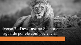 Verso 7 - Descanse no Senhor e
aguarde por ele com paciência.
 