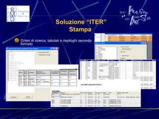31/03/15 18
Soluzione “ITER”
Stampa
Criteri di ricerca, tabulati e riepiloghi secondo
formato
 