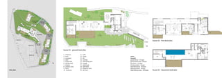 1
site plan
house 01 - ground level plan
house 01 - first level plan
house 01 - basement level plan
1 - entrance
2 - lawn
3 - courtyard
4 - deck
5 - living room
6 - dining room
7 - kitchen
8 - powder room
9 - store
10 - bedroom
11 - bath
12 - study
13 - lift
14 - corridor
15 - swimming pool
16 - lounge
17 - staff room
18 - staff bath
19 - filtration room
20 - db room
1
ramp (1:10)
+0.0m
1
1
2
+1.1m
-2.7m
2
3
3
3 44
5
6
7
8 9
1011
1011 12 10 11
10
11
1313
13
14
15 16
17
17
18
18
7
4
4
4
19
20
4
8 9
areas:
house01
ground level - 275sqm
ground level deck - 66sqm
first level - 315sqm
first level deck - 70sqm
basement level - 262sqm
basement deck - 45sqm
total built up area - 1035sqm
UNIT 03
+12M
HOUSE 02
+15M
UNIT 02
+9M
TANKTANK
PARKING
PARKING
+0.0M
UNIT 01
+6M
BLOCK C
HOUSE 01
+1.1M
BLOCK B
BLOCK A
 