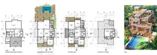 5 bhk
basement floor plan (210sqm) ground floor plan (265sqm) first floor plan roof plan (72.5sqm) view
 