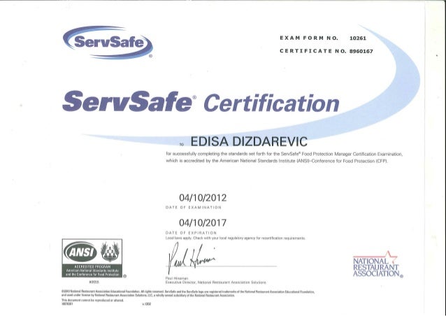 serv safe certification serv safe certification