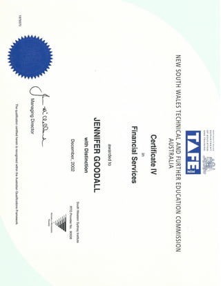 Certificate IV in Financial Services_Dec 2002