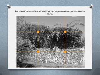 Los árboles y el muro inferior coinciden con los puntos en los que se cruzan las
líneas.
 