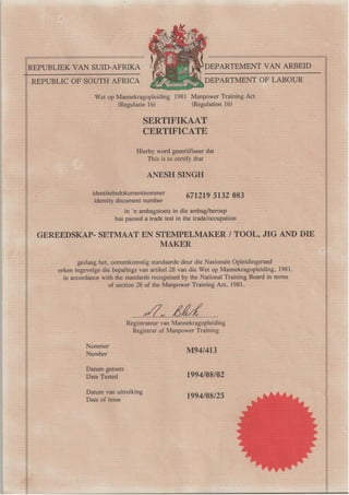 Olifantsfontein Trade Test Certificate