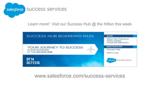 www.salesforce.com/success-services
Learn more! Visit our Success Hub @ the Hilton this week
 