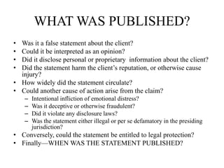 Harmed Reputation Online Defamation | PPTX