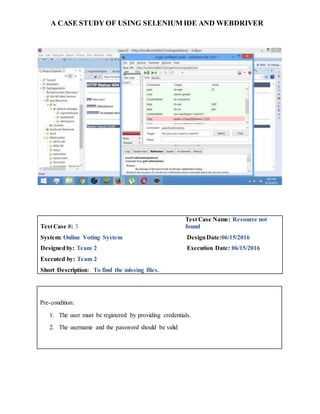 A Case Study of Using Selenium IDE and WebDriver_Word Doc | DOCX