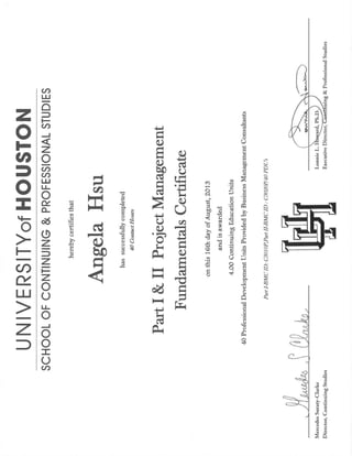 UH Project Management  certificate