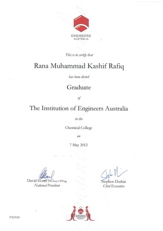 Bachelor of Chemical Engineering (Engineering Australia)