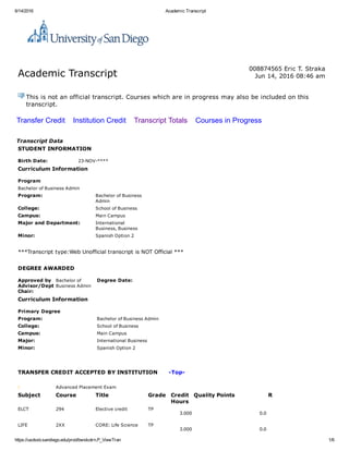 Academic Transcript | PDF | Undergraduate Education | College Education