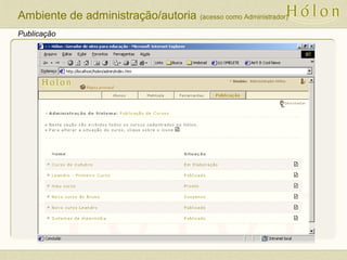 Publicação
Ambiente de administração/autoria (acesso como Administrador)
 