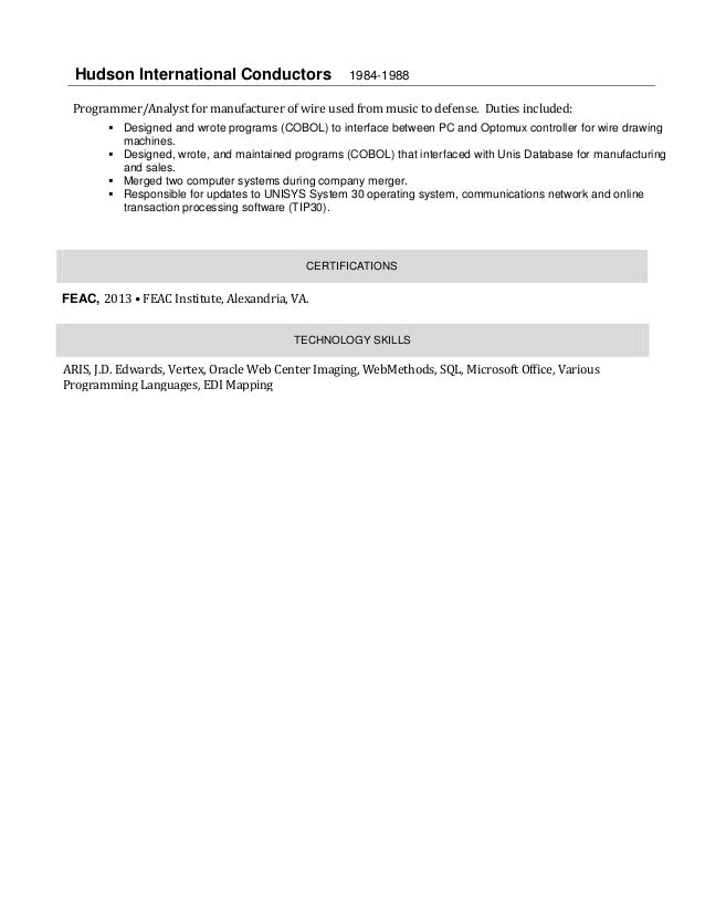 systems programmer resume