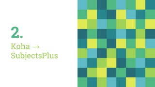 2.
Koha →
SubjectsPlus
 