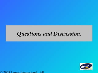 Questions and Discussion.
 