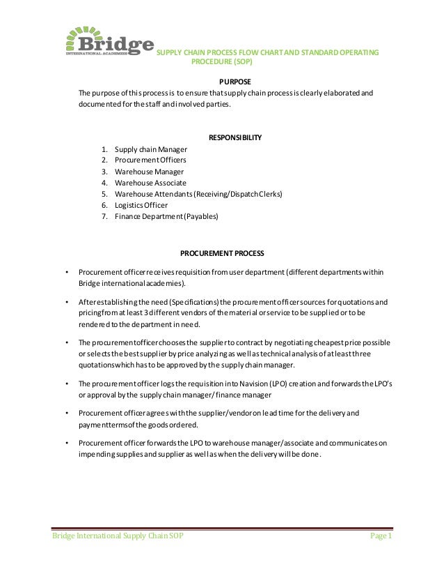 Standard Operating Procedure Sop Of Supply Chain Mana vrogue.co