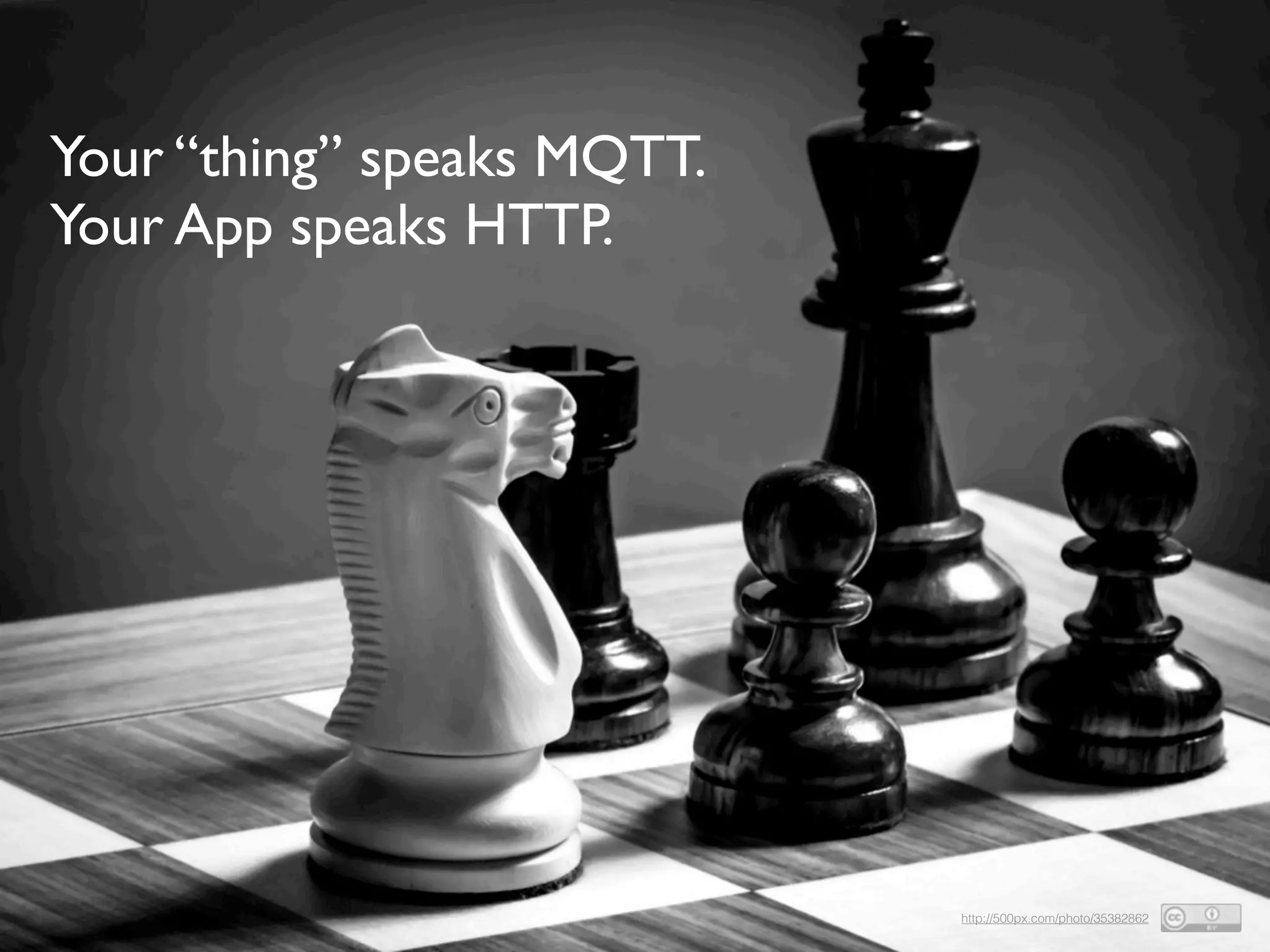 Your “thing” speaks MQTT.
Your App speaks HTTP.
http://500px.com/photo/35382862
 