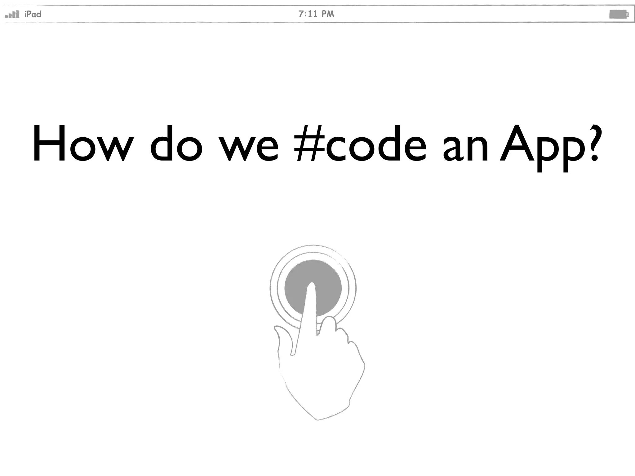 7:11 PMiPad
How do we #code an App?
 
