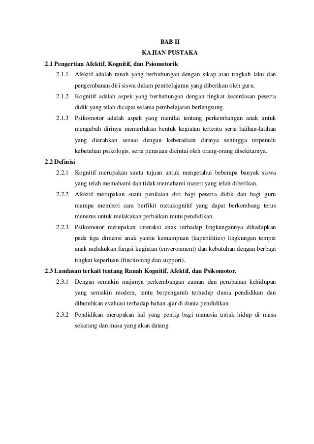 Ranah Kognitif Afektif Dan Psikomotor