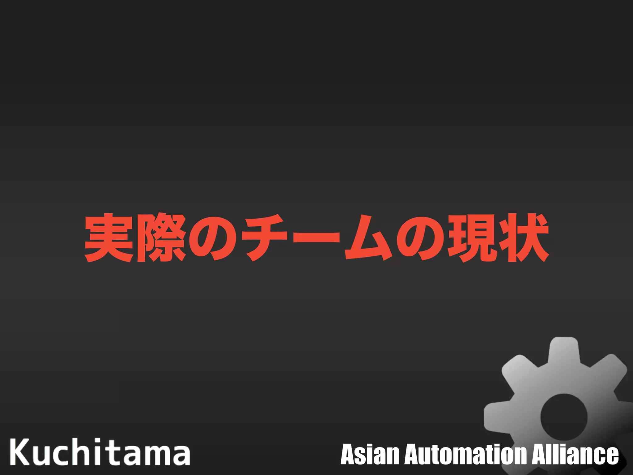 Asian Automation Alliance
実際のチームの現状
 