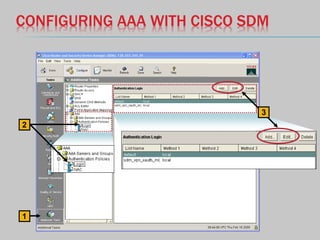 CONFIGURING AAA WITH CISCO SDM
1
2
3
 