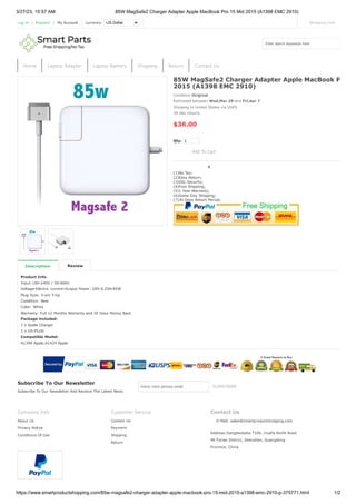 smartproductshopping.com：85W MagSafe2 Charger