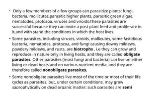 Parasitism and disease development in plants | PPTX