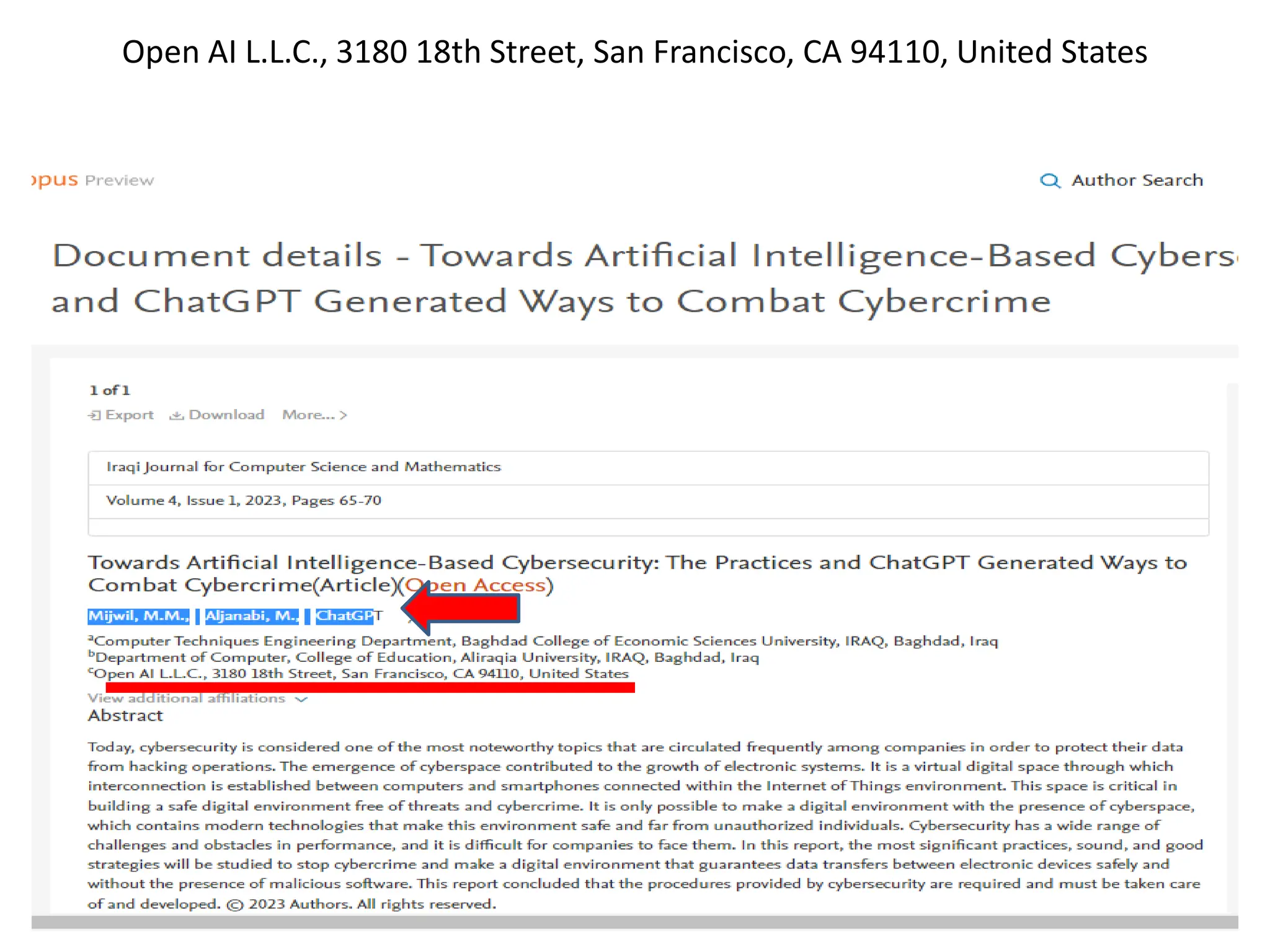 Open AI L.L.C., 3180 18th Street, San Francisco, CA 94110, United States
Ahmed-Refat 2023 155
 