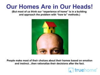 Our Homes Are in Our Heads! (But most of us think our “experience of home” is in a building  and approach the problem with...