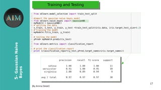 17
5-GaussianNaive
Bayes
[By Amina Delali]
Training and TestingTraining and Testing
●
 
