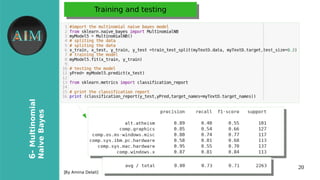 20
6-Multinomial
NaiveBayes
[By Amina Delali]
Training and testingTraining and testing
●
 