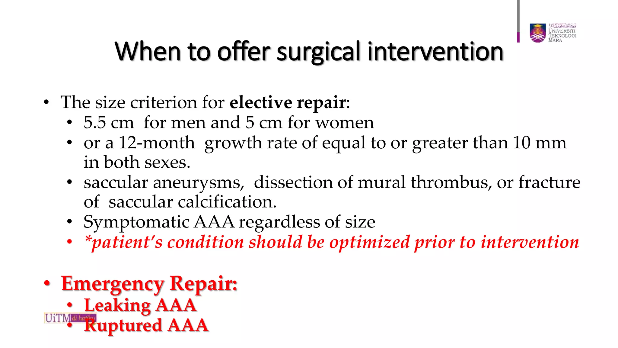 Abdominal Aortic Aneurysm | PPTX